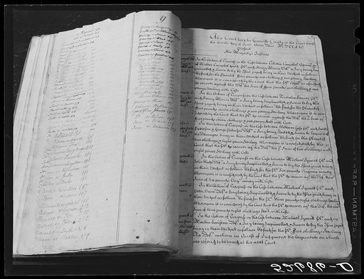 The first page of the minute Docket of Granville County. A record of the court of pleas and quarter sessions from 1754 to October 16, 1770. Book one. This is in the vault for records opening from clerk of court office. Granville County Courthouse Oxford, North Carolina