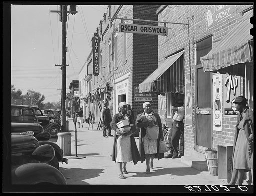 Negroes on way to work in stem factory. Main street, Wendell, Wake County, North Carolina