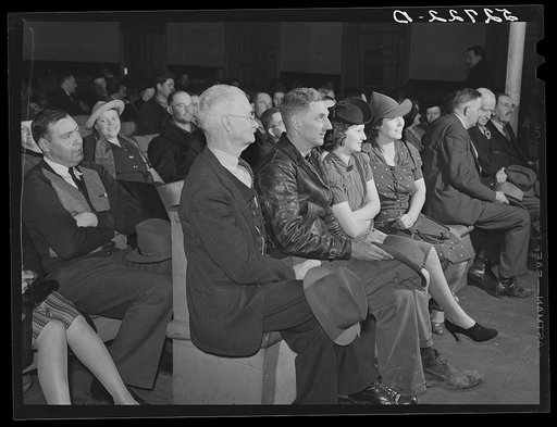 Witnesses and spectators during trial of automobile accident case in Superior Court. Granville County Courthouse, Oxford, North Carolina