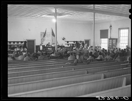 Interior of courtroom during trial of automobile accident case during court week in Granville County Courthouse, Oxford, North Carolina. This was the second day of Superior Court. See subregional notes (Odum). November 22, 1939