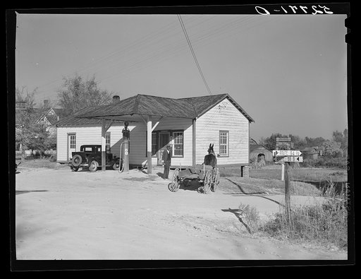 Gas station and general store at crossroads at Wakefield. Wake County, North Carolina