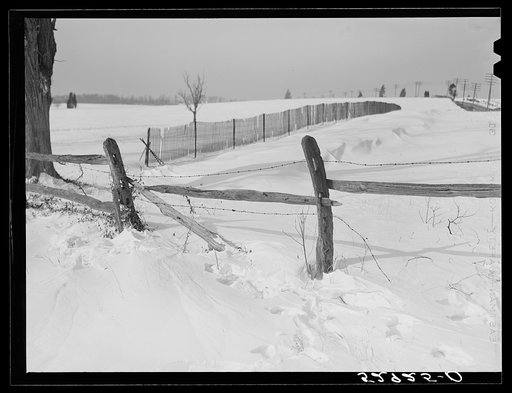 Untitled photo, possibly related to: Drift fence in winter near Rockville on Route No. 240. Montgomery County, Maryland