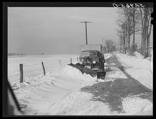 Untitled photo, possibly related to: Snowplow clearing roads near Frederick, Maryland