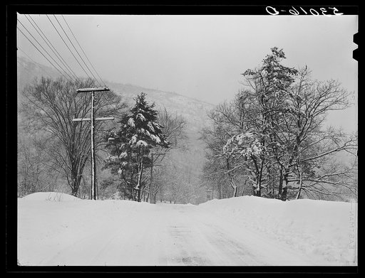 Highway during blizzard near Brattleboro, Vermont