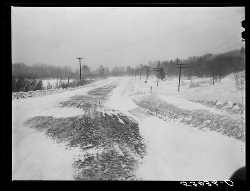 Mohawk Trail between North Adams and Greenfield, Massachusetts during blizzard
