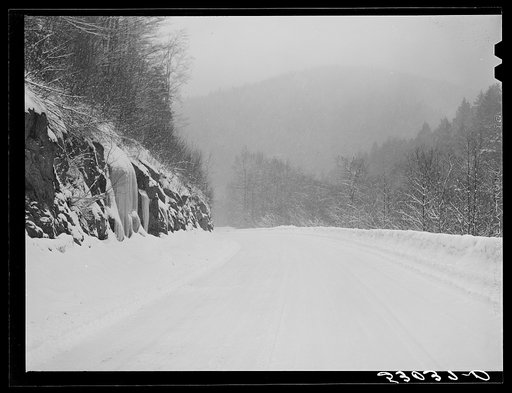 Mohawk Trail between North Adams and Greenfield, Massachusetts during blizzard