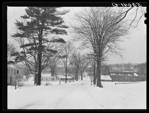 Main highway and farms near Guilford, Windham County, Vermont