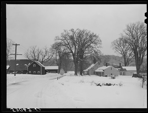 Main highway and farms near Guilford. Windham County, Vermont