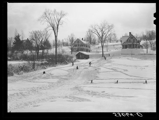 Untitled photo, possibly related to: On Saturdays children of the neighborhood have ski races. Woodstock, Vermont