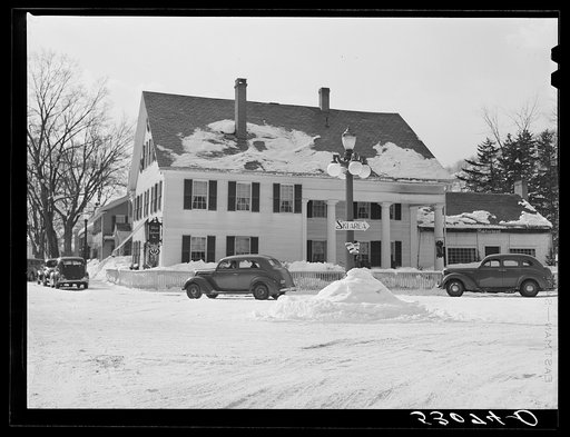 Center of town during skiing season. Woodstock, Vermont