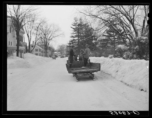 Farmer coming into town with sled. Woodstock, Vermont