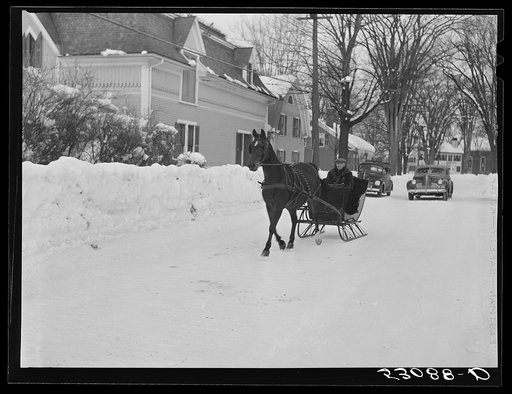 Going to town in a sleigh. Woodstock, Vermont