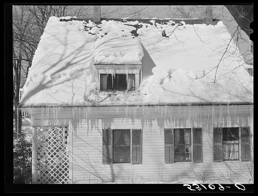 Icicles on roof of home in Woodstock, Vermont