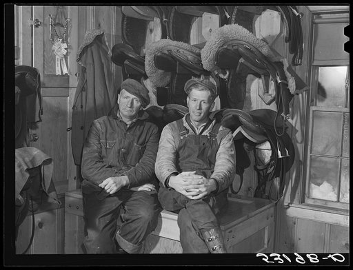 Hired help resting after day's work on Upwey horse farm, South Woodstock, Vermont
