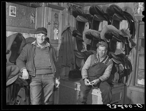 Hired help resting after day's work on Upwey horse farm. South Woodstock, Vermont