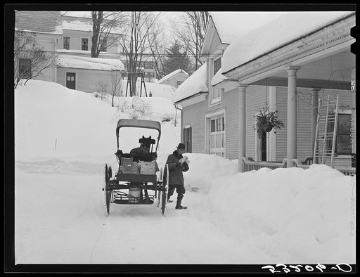 Old fashioned country peddler who goes from door to door selling hardware and groceries. Woodstock, Vermont
