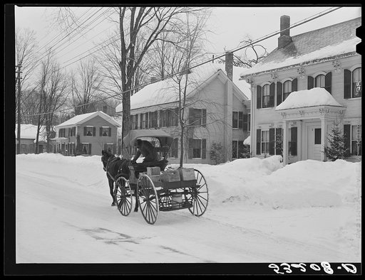 Untitled photo, possibly related to: Old fashioned country peddler who goes from door to door selling hardware and groceries. Woodstock, Vermont