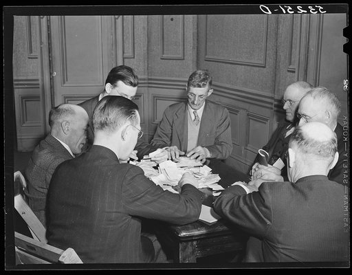 Untitled photo, possibly related to: Townspeople at town meeting. Woodstock, Vermont