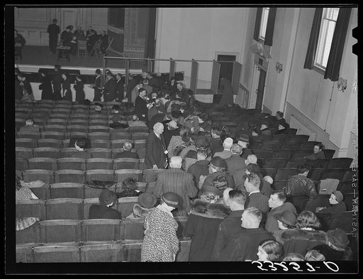 Townspeople in town meeting. Woodstock, Vermont