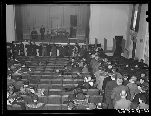 Untitled photo, possibly related to: Townspeople in town meeting. Woodstock, Vermont