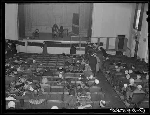 Townspeople at town meeting to ballot on whether or not intoxicating liquors should be sold in Woodstock, Vermont