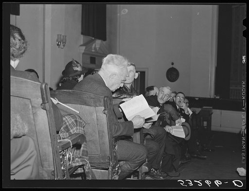 Town meeting, Woodstock, Vermont. One of the big issues was question of sale of intoxicating liquors. Woodstock, Vermont