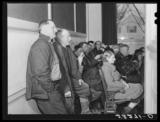 Townspeople at town meeting. Woodstock, Vermont
