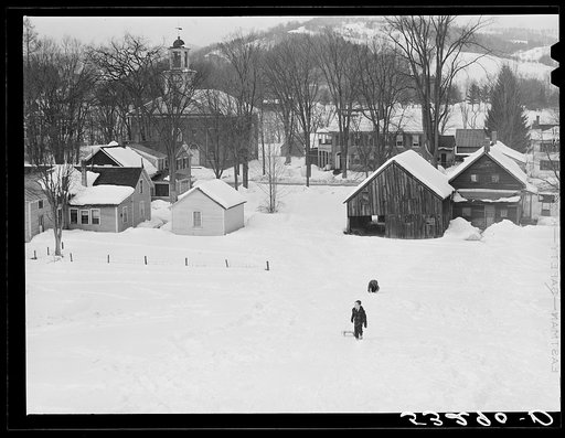 Untitled photo, possibly related to: Children sleigh riding. Woodstock, Vermont