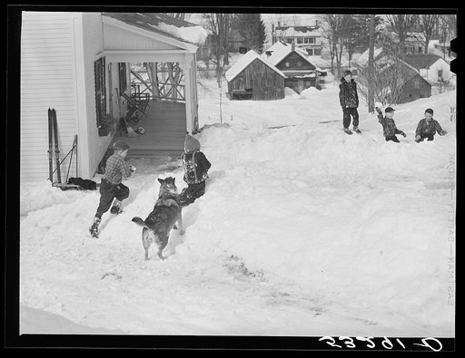 Untitled photo, possibly related to: Children sleigh riding. Woodstock, Vermont