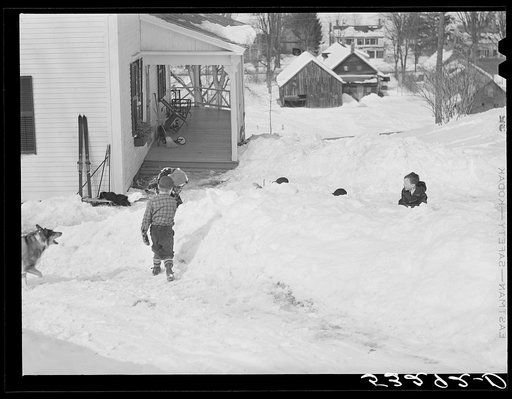 Untitled photo, possibly related to: Children sleigh riding. Woodstock, Vermont