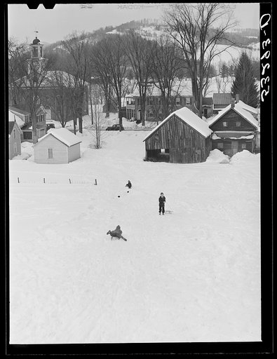 Children sleigh riding. Woodstock, Vermont