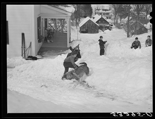 Untitled photo, possibly related to: Children playing in front of their home. Woodstock, Vermont
