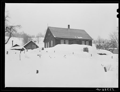 Untitled photo, possibly related to: Fields and poor farms on stormy winter day near Taftsville. Windsor County, Vermont