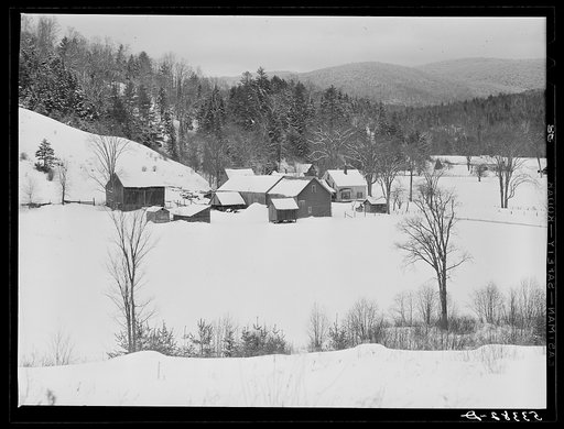 Untitled photo, possibly related to: Fields and poor farms on stormy winter day near Taftsville. Windsor County, Vermont