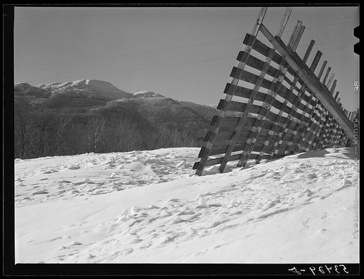 Snow fence near Stowe, Vermont