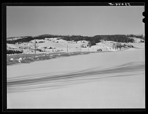 Country road and farms near Stowe, Vermont