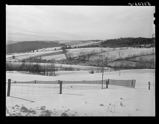 Drift fence and farm lands from Sugar Hill, near Franconia, New Hampshire