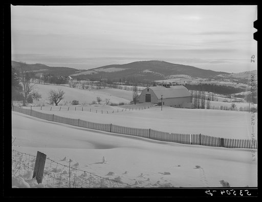 Drift fence and farm lands from Sugar Hill, near Franconia Notch, New Hampshire