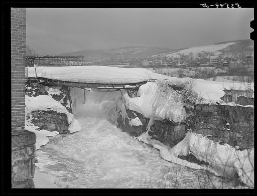 Bridge weighted down by heavy snowfall in Berlin, New Hampshire