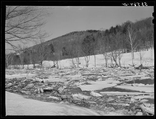 Untitled photo, possibly related to: Ice breaking up in river during spring thaw Rutland, Vermont