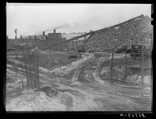 Pulp wood at paper mill. Berlin, New Hampshire