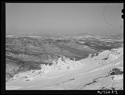 Looking northeast from top of Mount Mansfield. Smugglers Notch near Stowe, Vermont