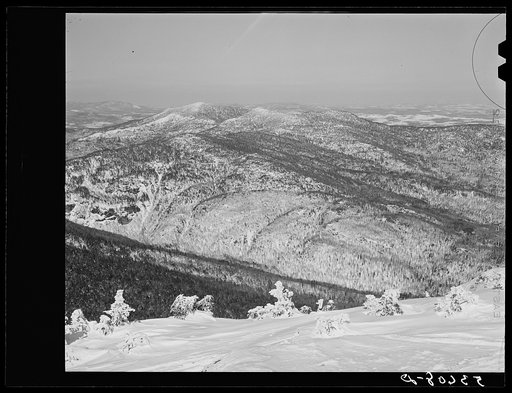 Untitled photo, possibly related to: Looking northeast from top of Mount Mansfield. Smugglers Notch near Stowe, Vermont