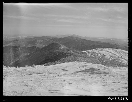 Looking south from top of Mount Mansfield. Smugglers Notch near Stowe, Vermont