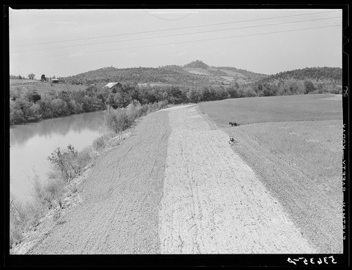 Planting corn along river in northeastern Tennessee