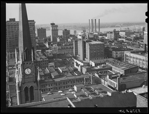 Downtown Louisville, Kentucky, with Ohio River in background