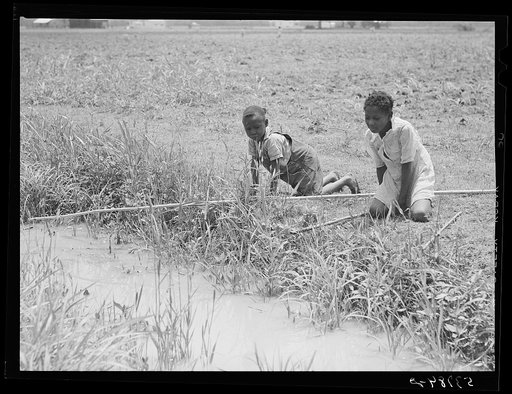 Untitled photo, possibly related to: Negro girl fishing in ditch. La Delta Project, Louisiana