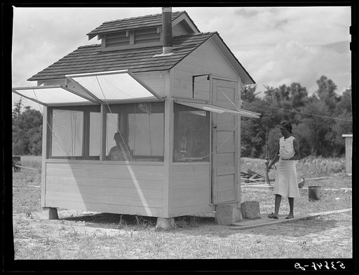 A separate room outdoors, isolation unit for tuberculosis patient in the backyard of her family's home on La Delta project. Thomastown, Louisiana