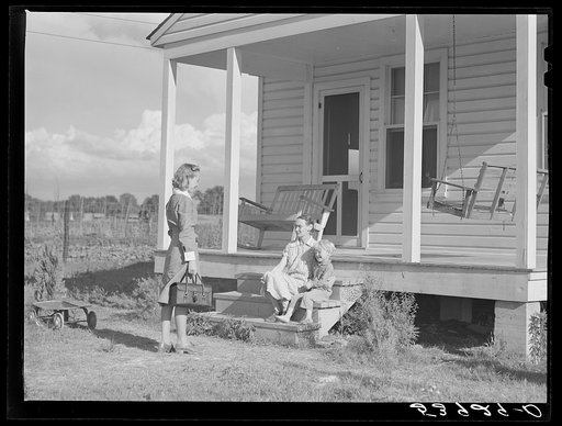 The community nurse, Lucy Akin, makes a home visit to one of the project families. Transylvania Project, Louisiana