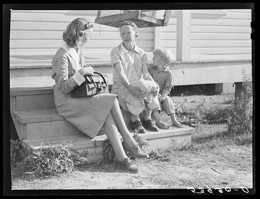 The community nurse, Lucy Akin, makes a home visit to one of the project families. Transylvania Project, Louisiana